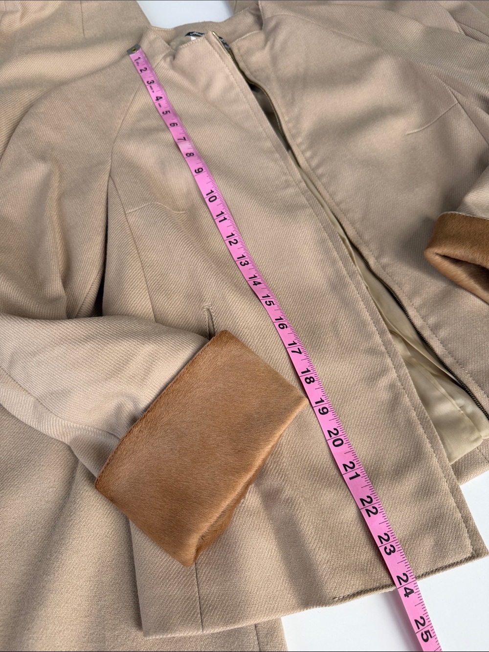 Miss V Valentino VINTAGE 80’s Tan Pant Suit w/Cowhide Trim S